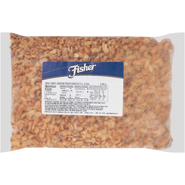 Fisher 5lbs Fisher Roasted Cashews No Salt Large 80581 - main